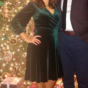 Tahari velvet faux wrap dress